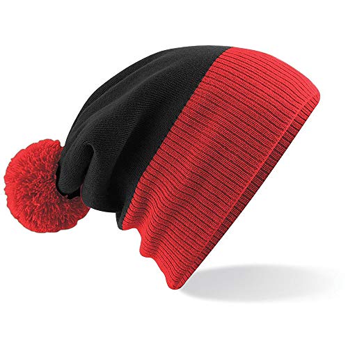 51ukAwWKXAL.jpg Beechfield Snowstar Two-Tone - Gorro de Punto Unisex Adulto Blanco Azul marino