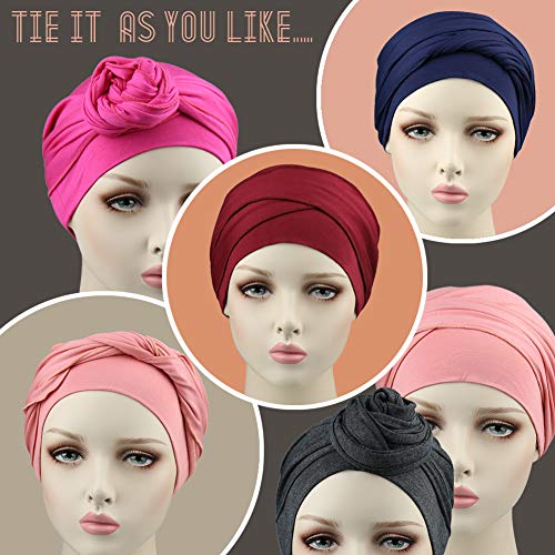 51v6ha2BtMNL.jpg Alnorm Turbante de bambú para Las Mujeres - Transpirable Cómodo Regalos con Estilo Chemo Headwear Armada