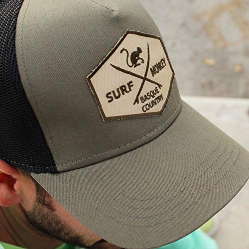 51vgHGgJ6EL.jpg Surf Monkey Gorra Tipo Trucker Origins Beisbol Ajustable - Gorras de Hombre Oliva Negro