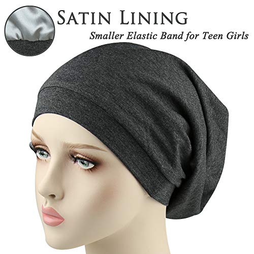 51wF-aItnML.jpg Niñas Raso Forrado Slouchy Gorrita Tejida con Prima Banda elástica Gris oscuro
