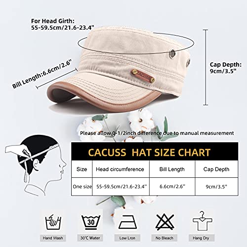 51wq7LjCMkS.jpg CACUSS Gorra Militar 100% Algodón Robusta Gorra Plana Ajustable Army Sun Gorra de Senderismo Unisex Gorra de Béisbol Beige