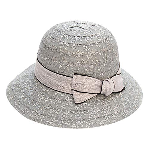 51ztDa6j-JL.jpg Elegante Señoras Panama Sombrero Verano Doble Cara Plegable Ajustable con Flor Banda Playa Sol Screen Sombrero Flor Impresión Fiesta Boda Sombrero Flexible Plegable Encaje Playa Sombrero Gris