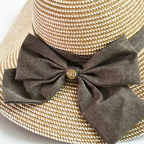 61AcUzHkkDL.jpg Señoras Mujer Casual Sólido Enrollable Doble Cara Flexible Plegable Playa Sombrero Elegante Panama Ajustable Empacable con Banda de Arco Visera Tejido Sombrero Fiesta Camping Viaje Sombrero Caqui