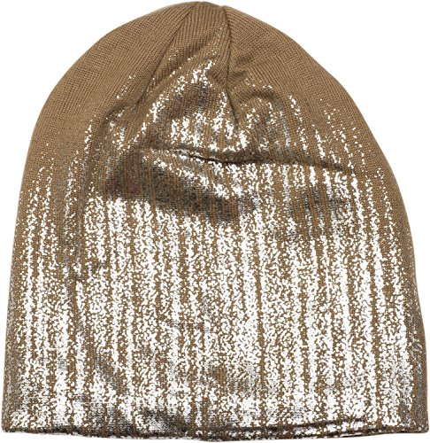 61BeOGH-2jL.jpg styleBREAKER cálido Gorro Beanie de Punto Fino con Estampado metálico y Relleno Interior Polar Slouch Beanie Largo Unisex 04024132 Marrón / plata
