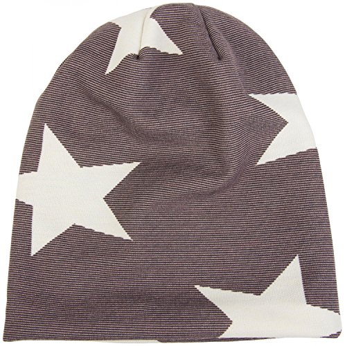 61D-RDYNluL.jpg styleBREAKER Gorro Beanie clásico de Punto con Motivo de Estrella y Rayas Unisex 04024054 Marrón