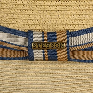 Stetson Sombrero de Paja Licano Toyo Trilby Hombre - Playa Sol con Banda Grosgrain Primavera Verano Beige