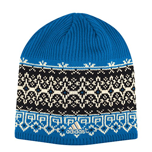 61iNUGnLYPL.jpg Adidas Fair Isle Beanie Fair Isle - Gorro Para Mujer Mujer 007kw Mtc Azul Y Negro Talla Única